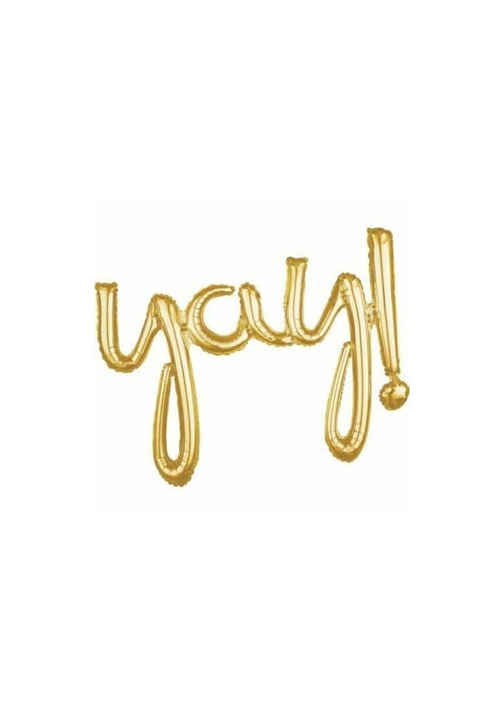 Gold Phrase ”Yay” Foil Balloon – 35″ x 25″