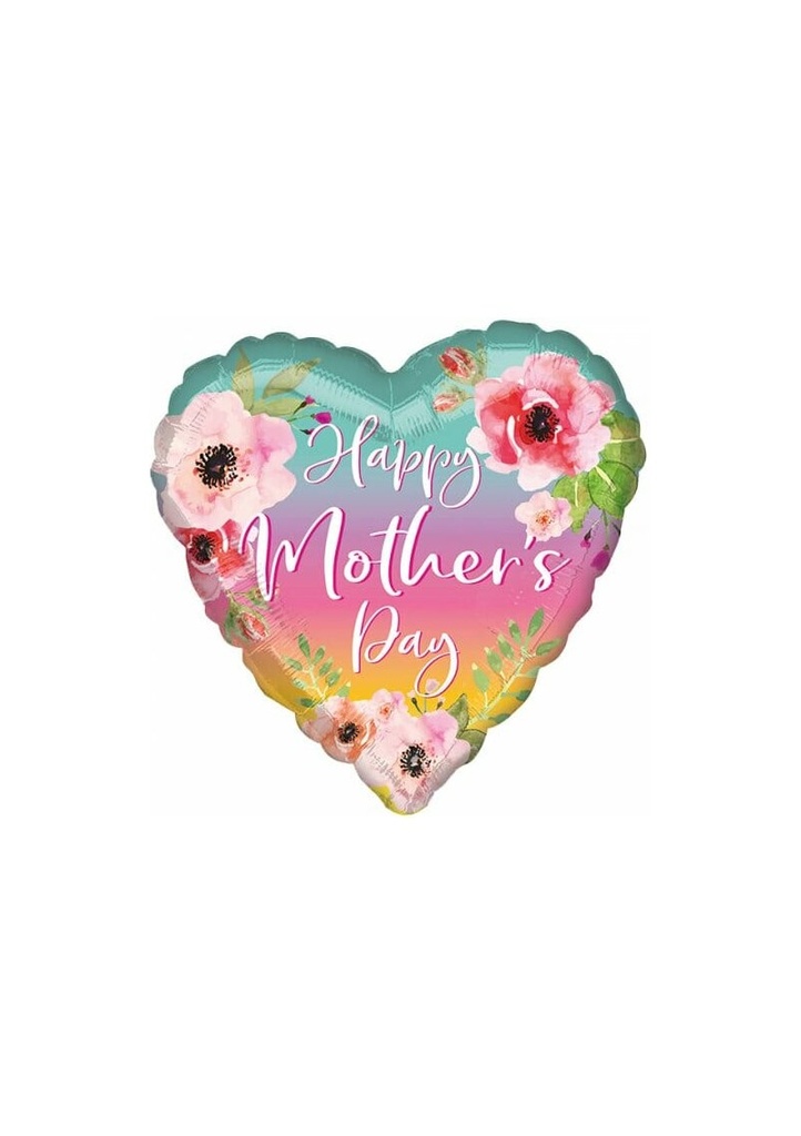Flower and Ombre Happy Mother's Day Jumbo Heart Foil Balloon - 28'' (71cm)