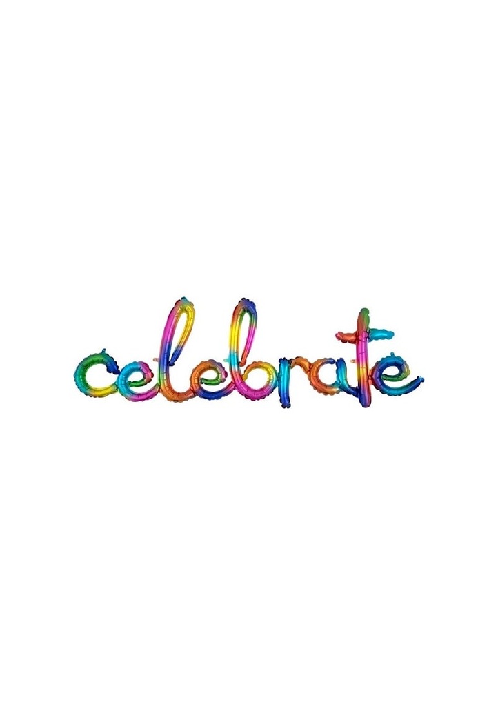 Rainbow Splash Phrase ”Celebrate” Foil Balloon – 59” x 20”