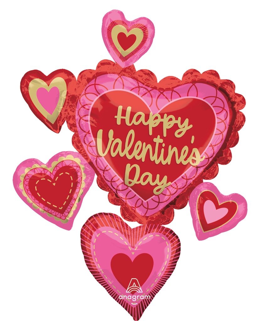 Valentines SuperShape Scalloped Sweethearts Foil Balloon 68cm x 86cm