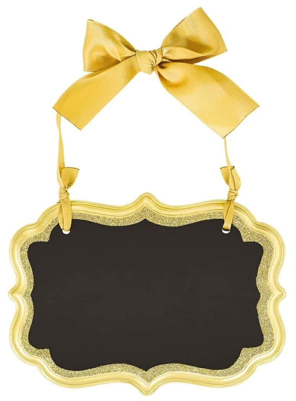 [241445] Chalkboard Sign Gold MDF - 13.9 x 10.1cm