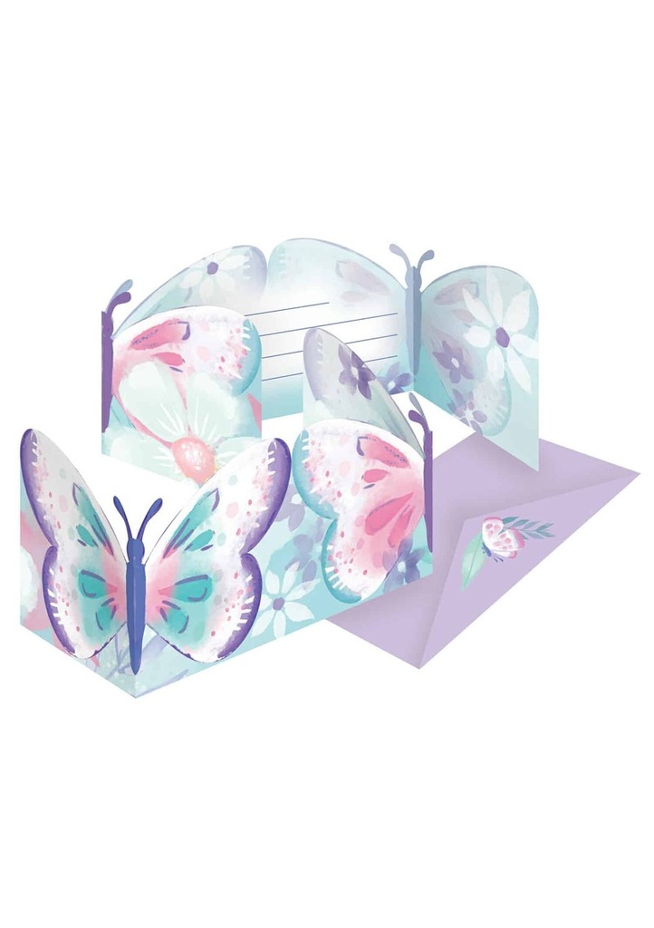 Flutter Paper Invitations & Envelopes - 8pk