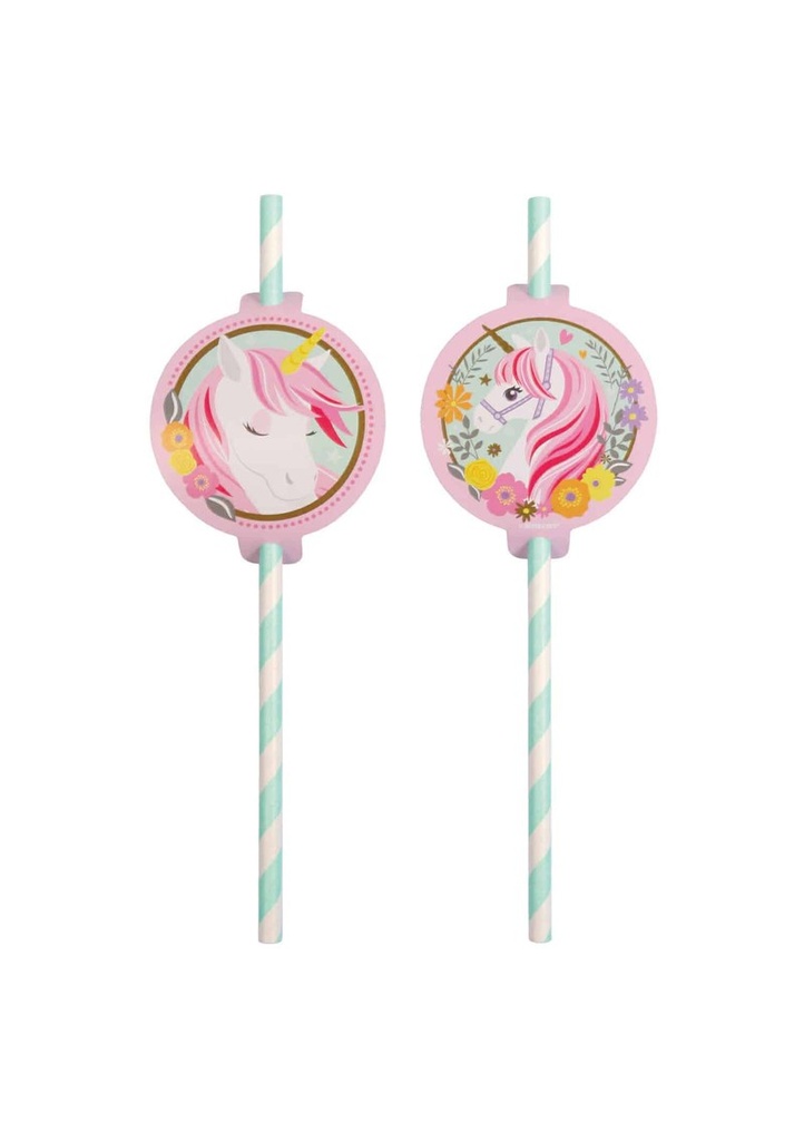 Magical Unicorn Paper Straws 19,7cm - 8pk