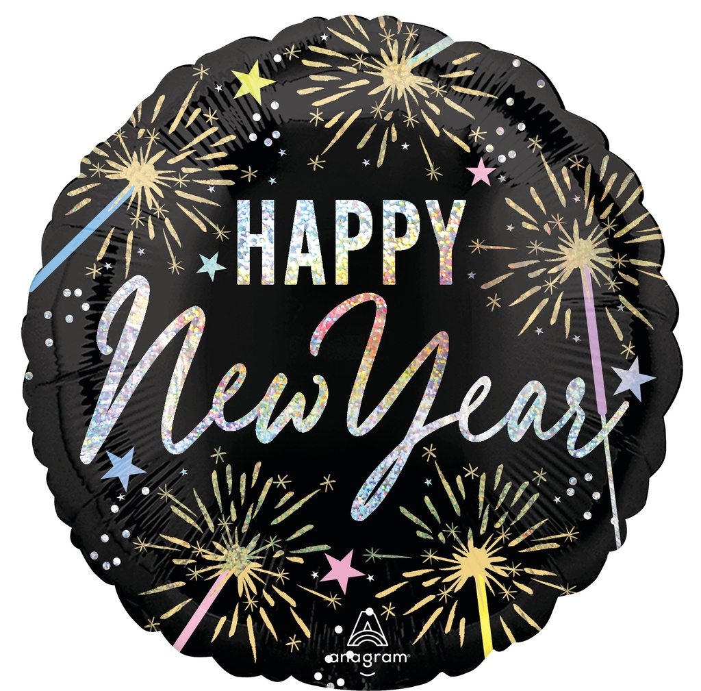 Happy New Year Festive Sparkle Foil Balloon 43cm