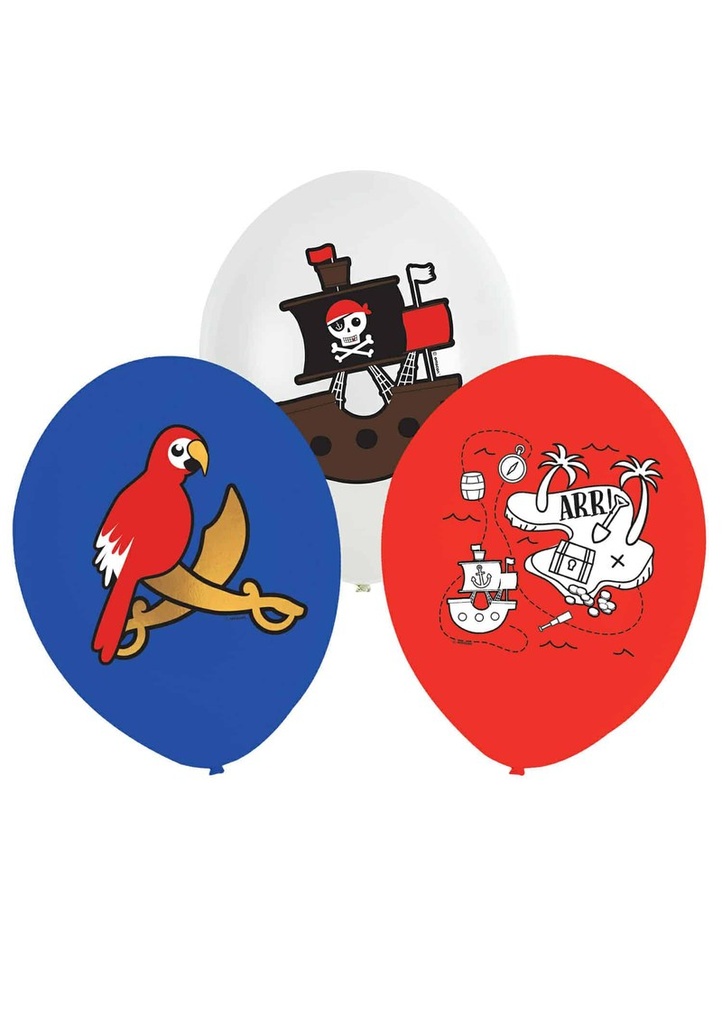 Pirates Map Latex Balloons  27cm/11" - 6pk