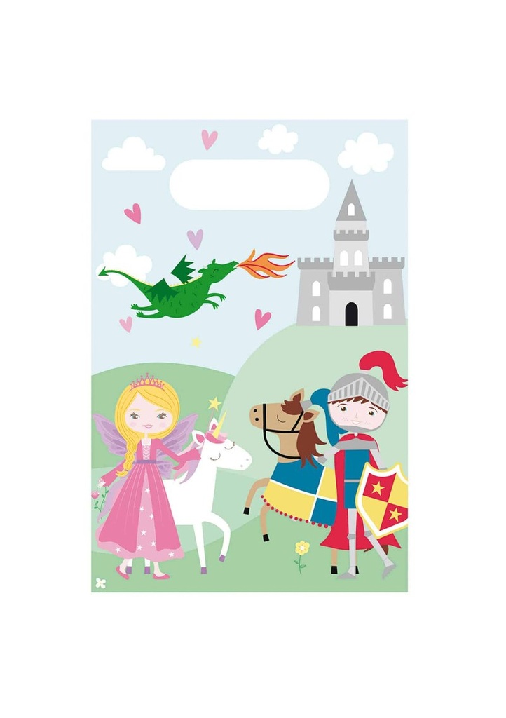 Princess & Knight Party Paper Bags - 8pk