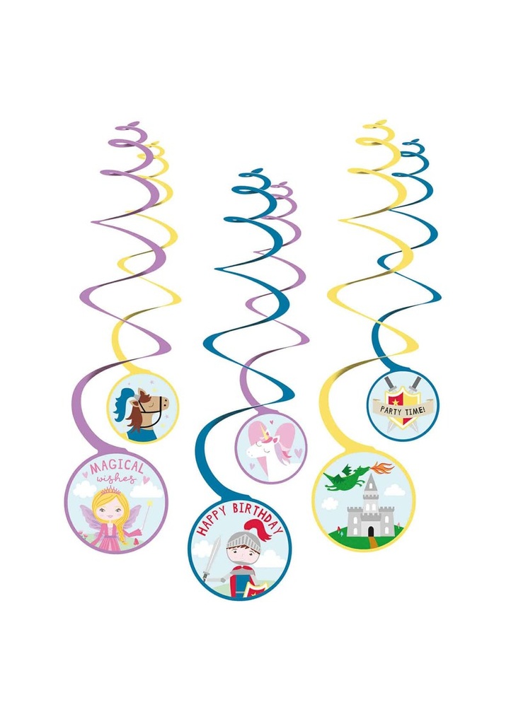 Princess & Knight Swirl Decoration - 6pk