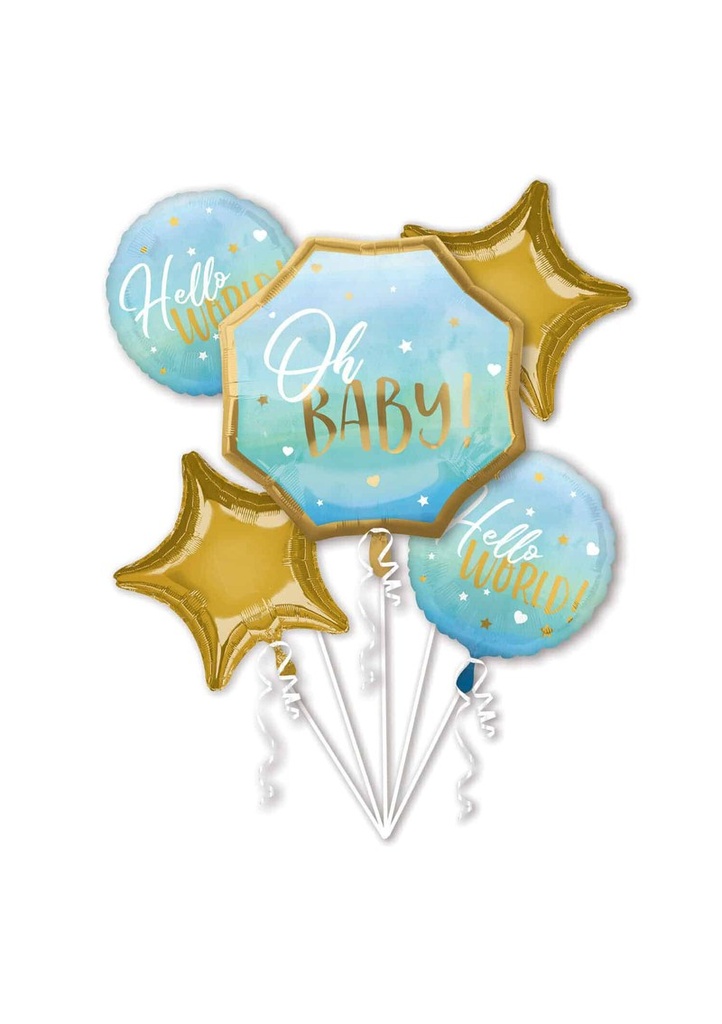 Oh Baby Boy Foil Balloon Bouquet - 5pk