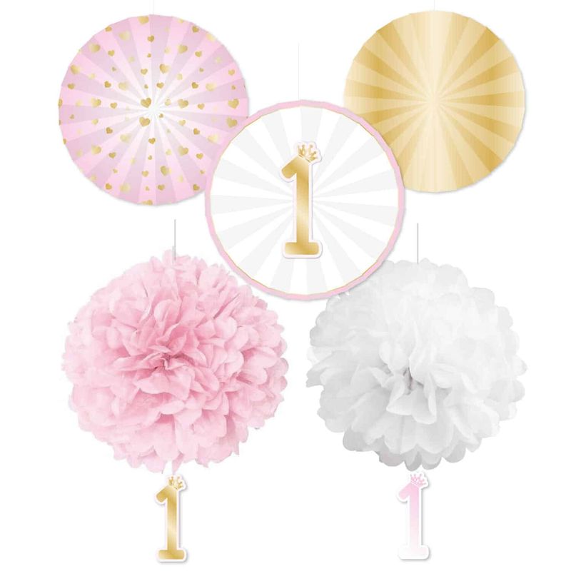 [9910313] 1st Birthday Pink Ombre Decoration Kit - 5pk