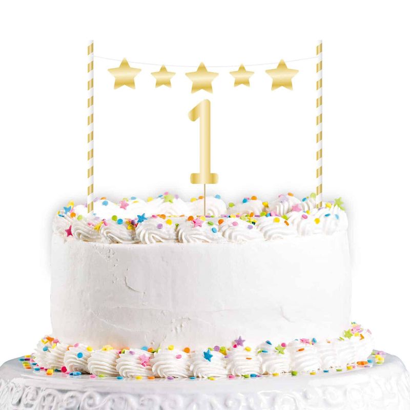 1st Birthday Gold Cake Decoration Kit - 19cm