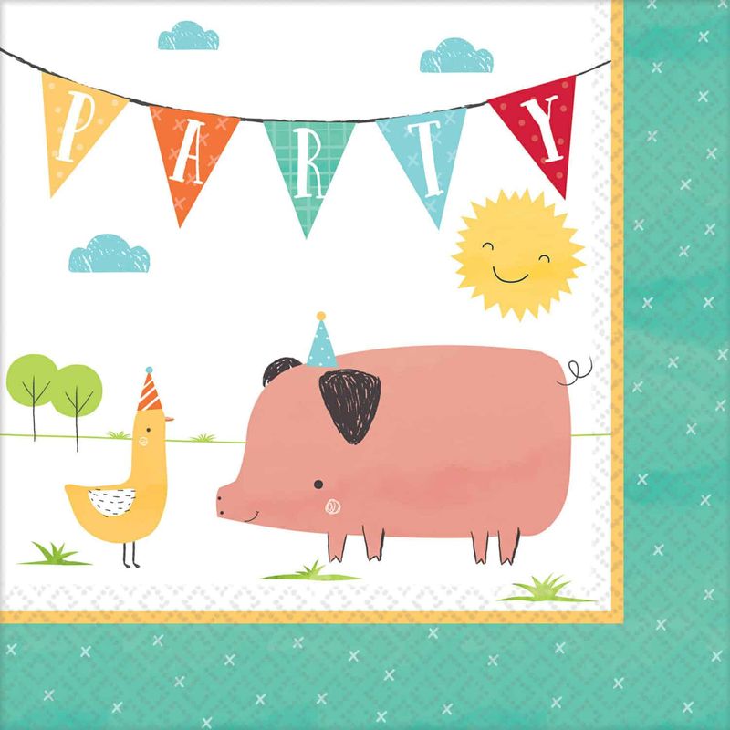 Barnyard Birthday Napkins 33 x 33cm - 16pk