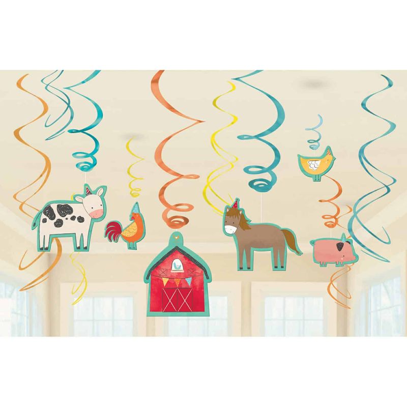 [672172] Barnyard Birthday Swirl Decorations 61cm - 12pk