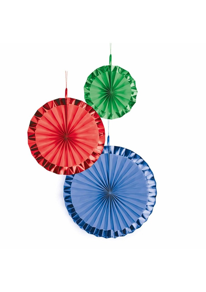 [9904626] Fan Decorations Bright Rainbow Paper 18 cm / 30 cm / 38 cm – 3pk