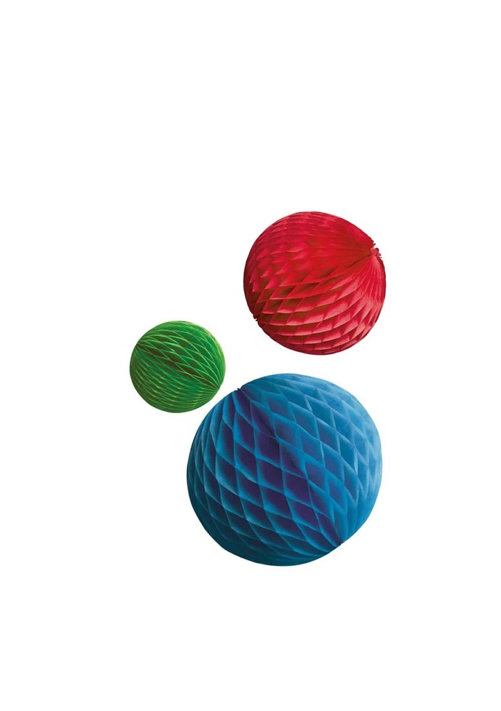 Honeycomb Decorations Bright Rainbow Paper 14 cm/ 18 cm / 22 cm – 3pk