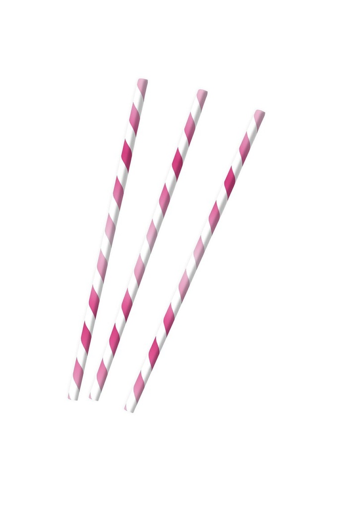 Hot Pink Paper Straws 19.7cm - 12pk