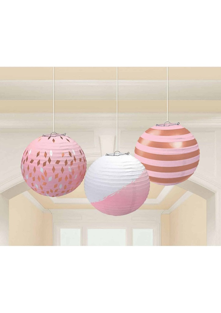 Rose Gold Blush Lanterns 24.1cm - 3pk