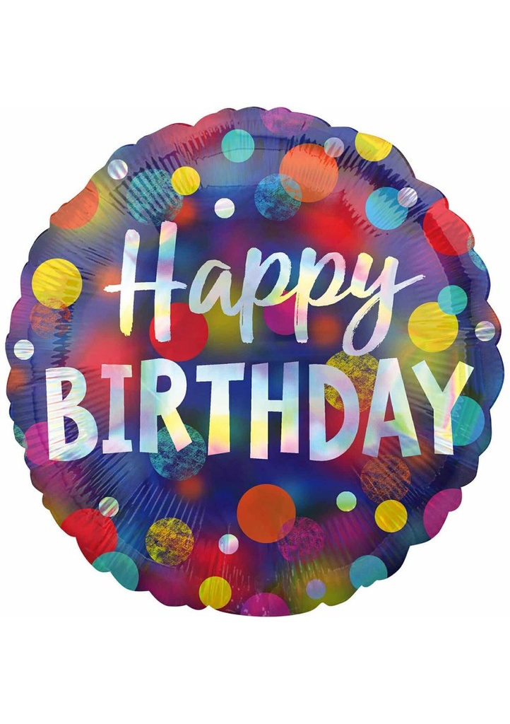 Happy Birthday Iridescent Party Dots Foil Balloon - 43cm