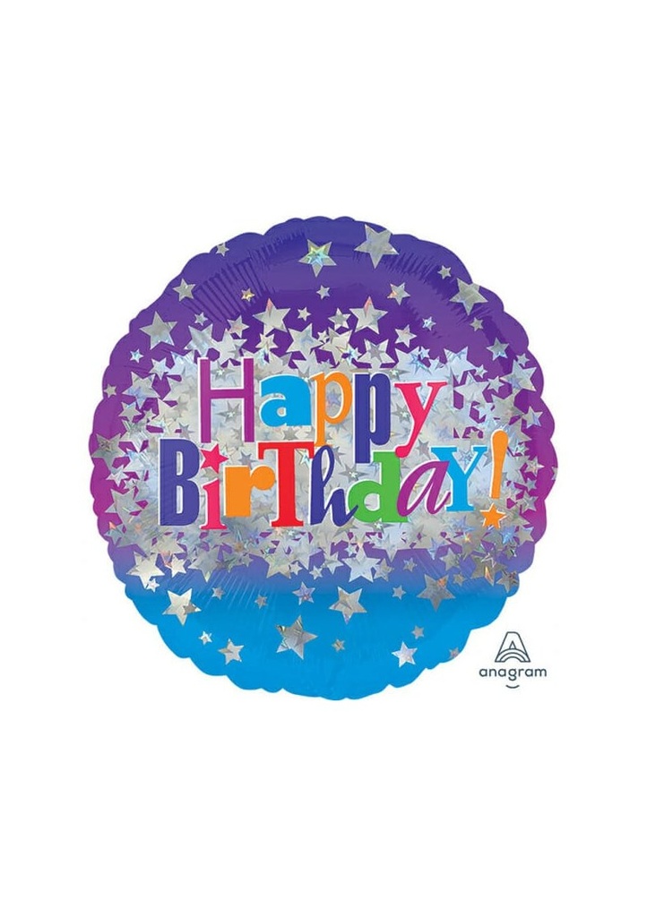 Happy Birthday Bright Stars Foil Balloon - 43cm