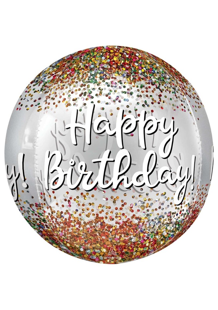 Orbz Happy Birthday Sequins Foil Balloon - 38cm x 40cm