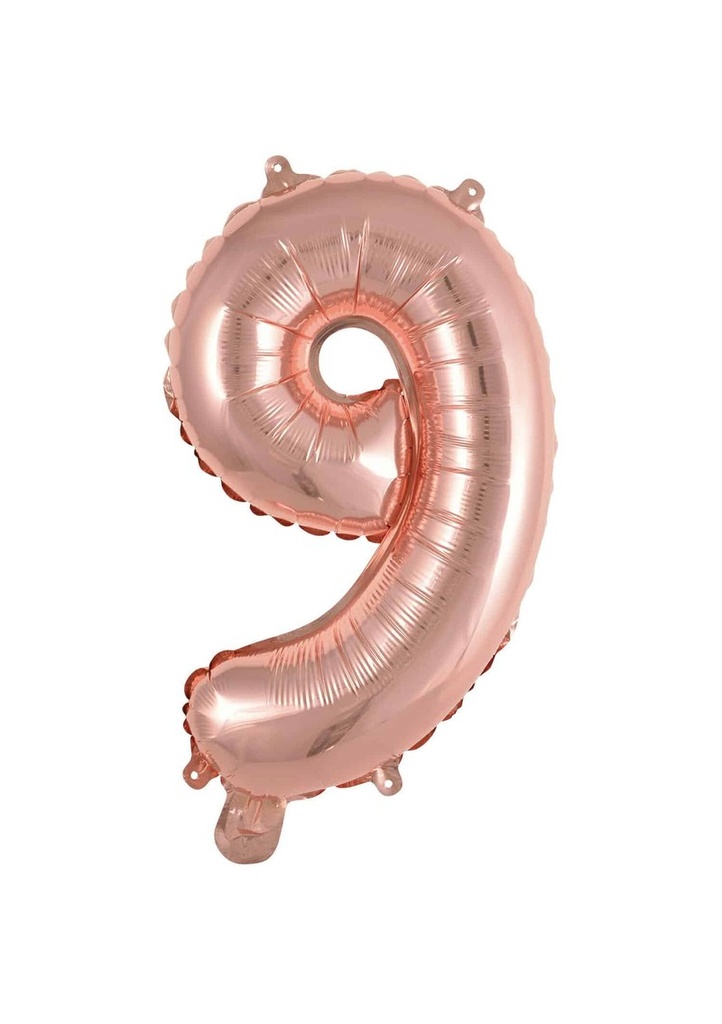 [9909697] Mini Number 9 Rose Gold Foil Balloon - 35cm