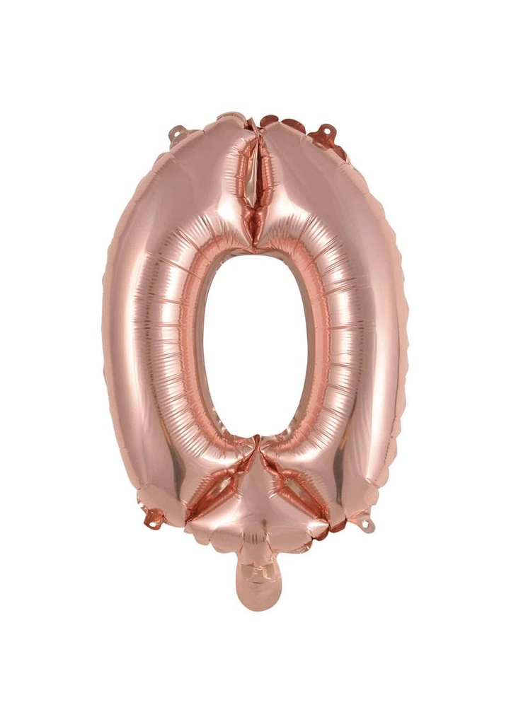 [9909698] Mini Number 0 Rose Gold Foil Balloon - 35cm