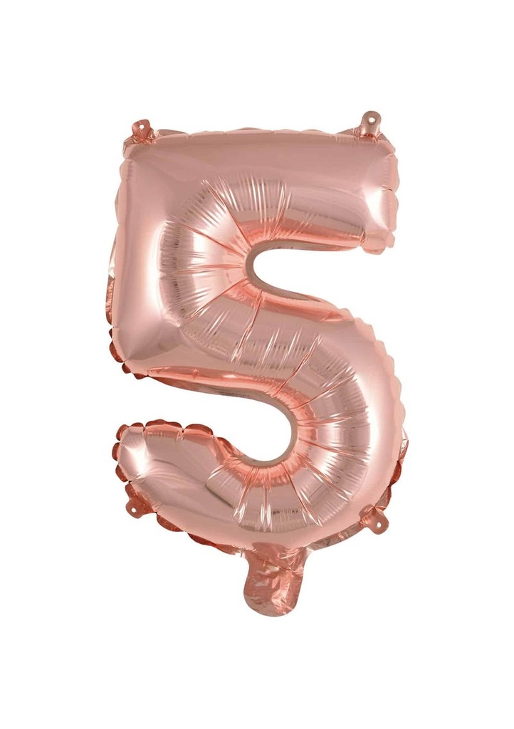 [9909693] Mini Number 5 Rose Gold Foil Balloon - 35cm