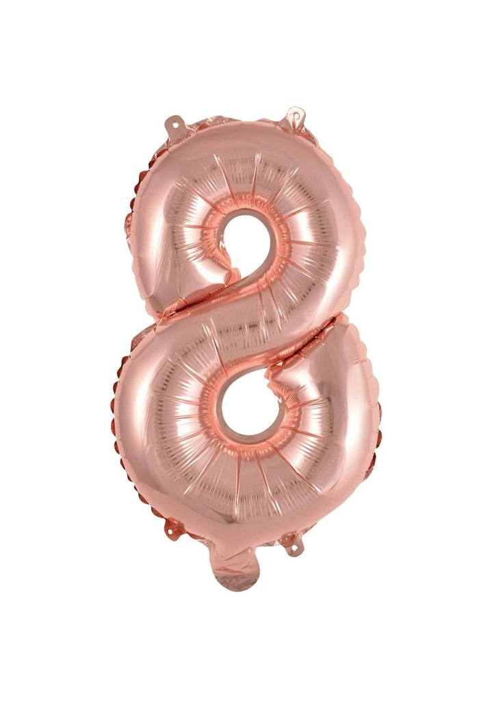 [9909696] Mini Number 8 Rose Gold Foil Balloon - 35cm