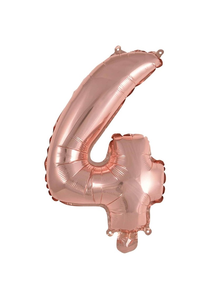 [9909692] Mini Number 4 Rose Gold Foil Balloon - 35cm