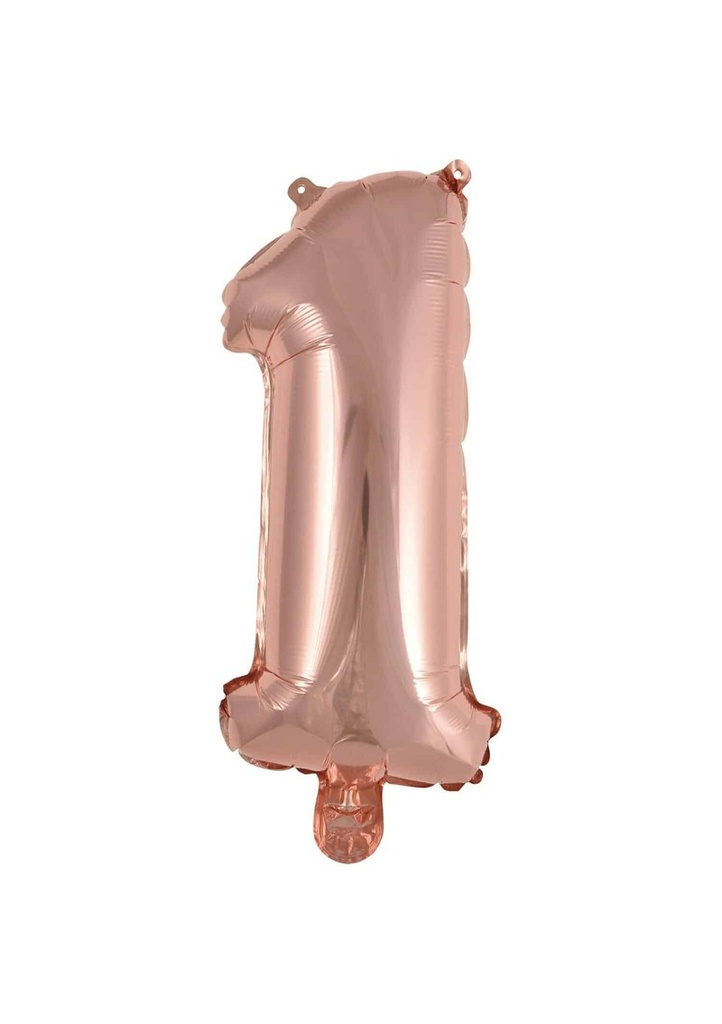 [9909689] Mini Number 1 Rose Gold Foil Balloon - 35cm