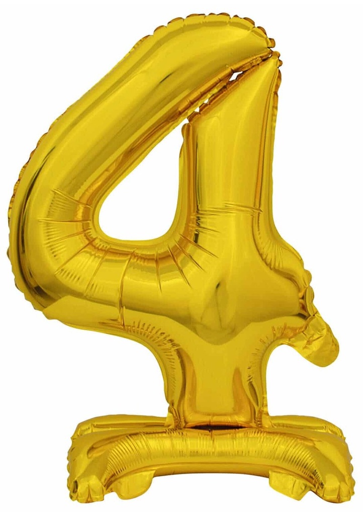 Mini Number 4 with Stand Gold Foil Balloon - 38cm