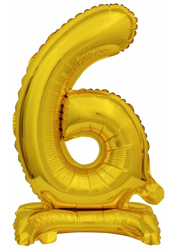 Mini Number 6 with Stand Gold Foil Balloon - 38cm