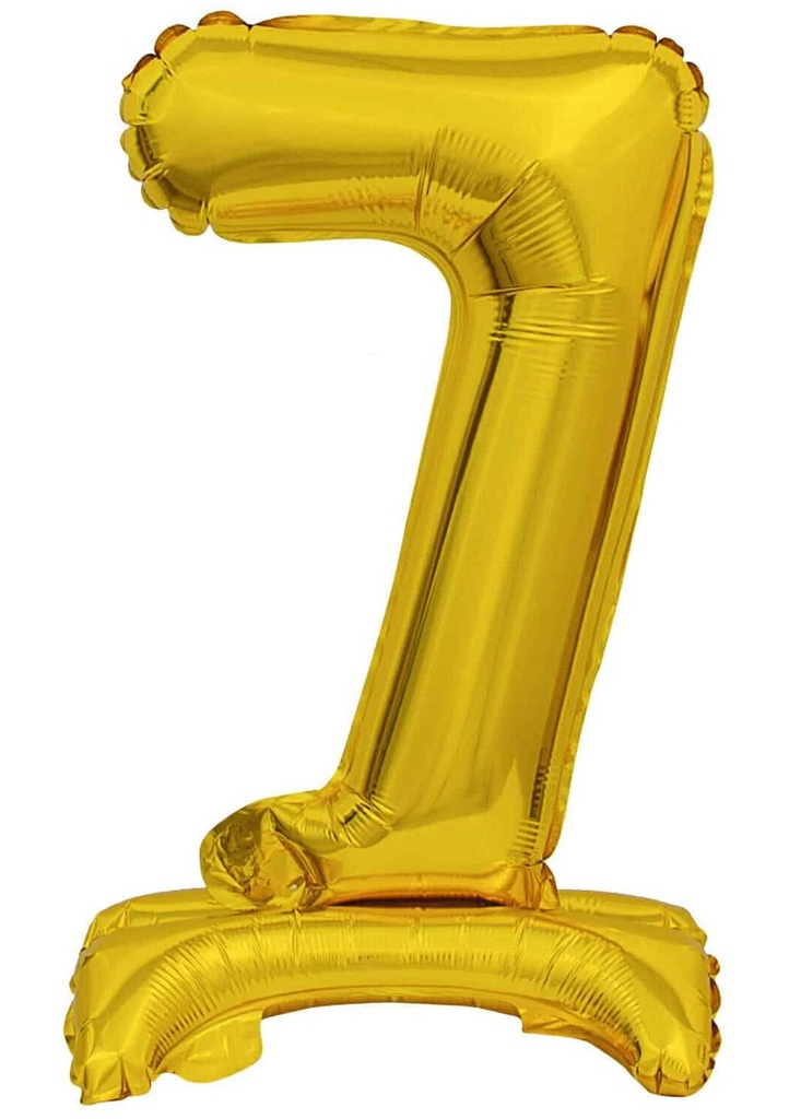 Mini Number 7 with Stand Gold Foil Balloon - 38cm