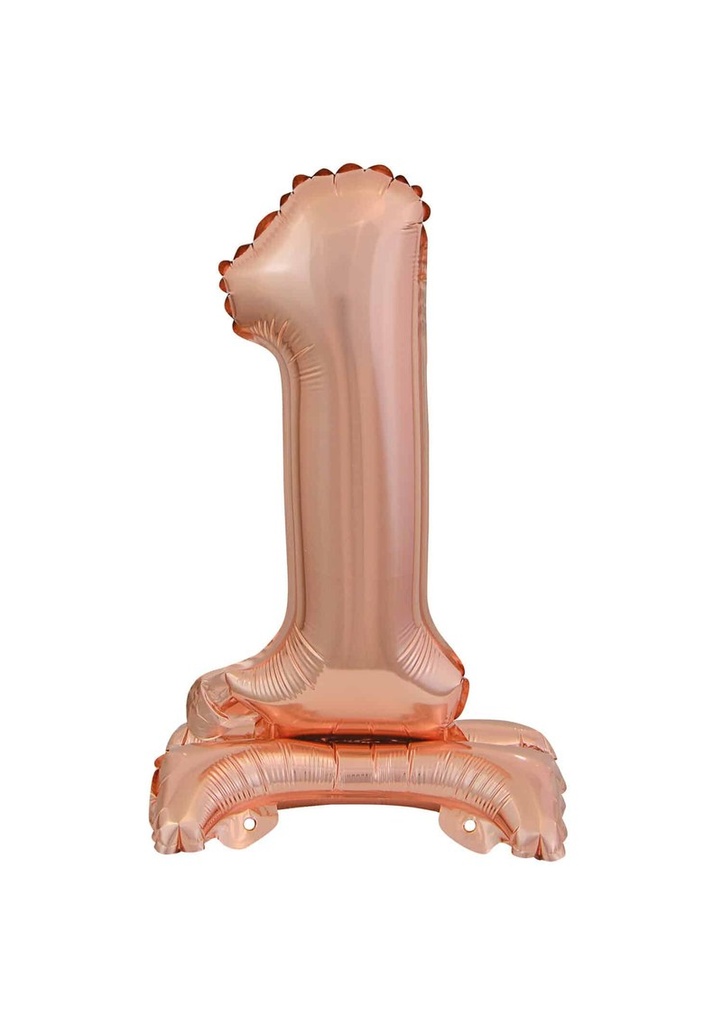 Mini Number 1 with Stand Rose Gold Foil Balloon - 38cm