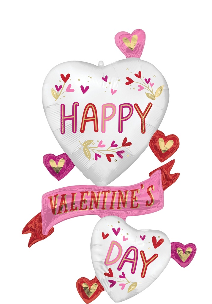 Valentines Satin Botanical Traces Multi Foil Balloon 78cm x 124cm