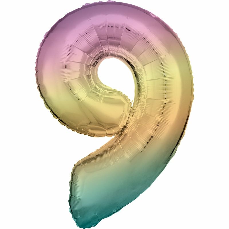 [9909707] 34 Inch Foil Balloon Number Rainbow Pastel - No.9