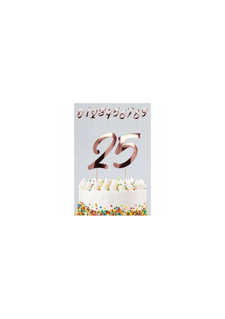 Elegant Personalized Rose Gold Numbers Cake Topper - 20pcs