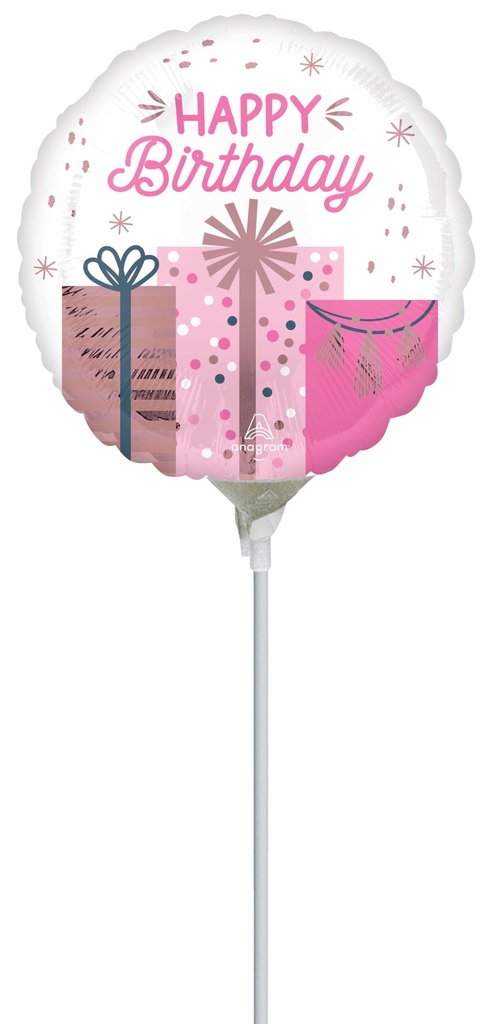 [4620909] Mini Air-Filled Pastel Birthday 23cm Foil Balloon + Stick