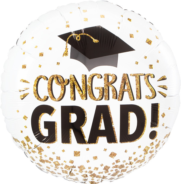 Graduation Congrats Grad Gold Glitter Foil Balloon 43cm