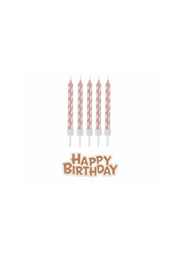 Rose Gold Candles Happy Birthday - 16pk