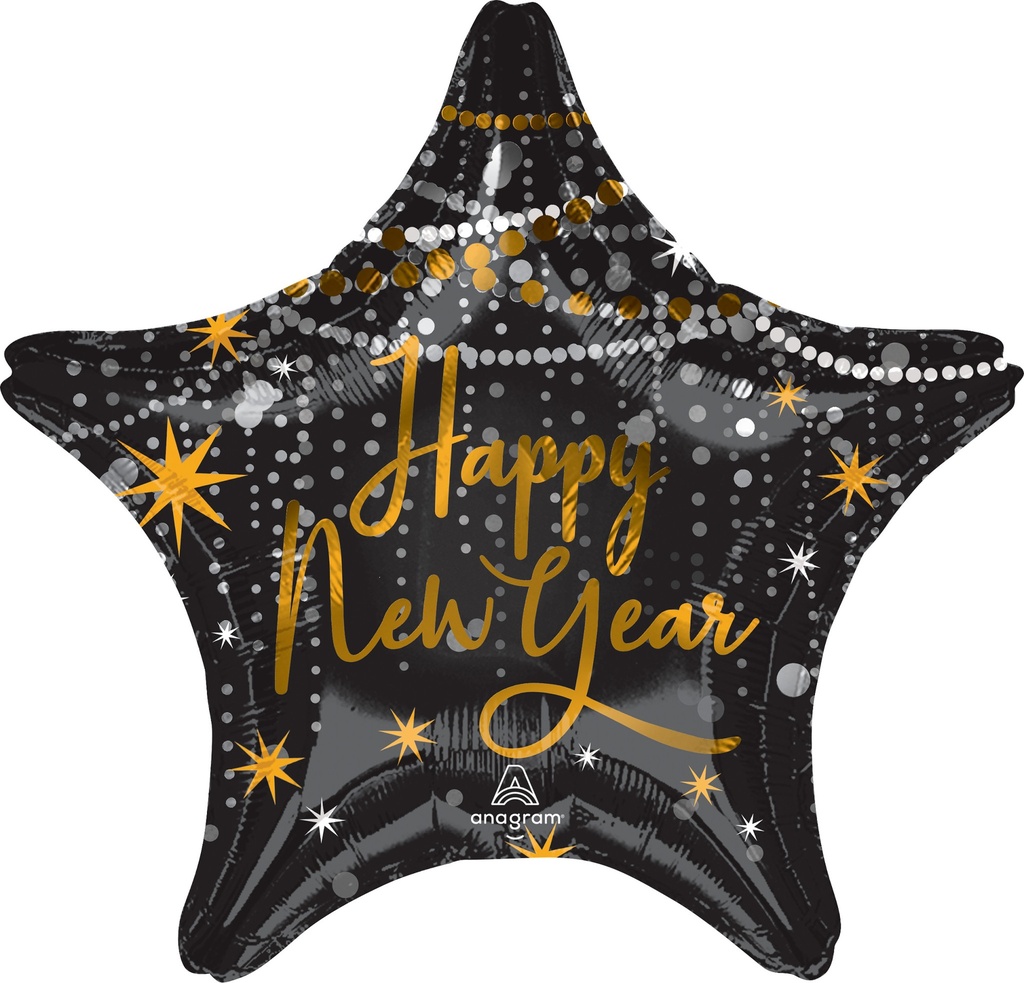 Happy New Year Star Midnight Hour Foil Balloon 43cm