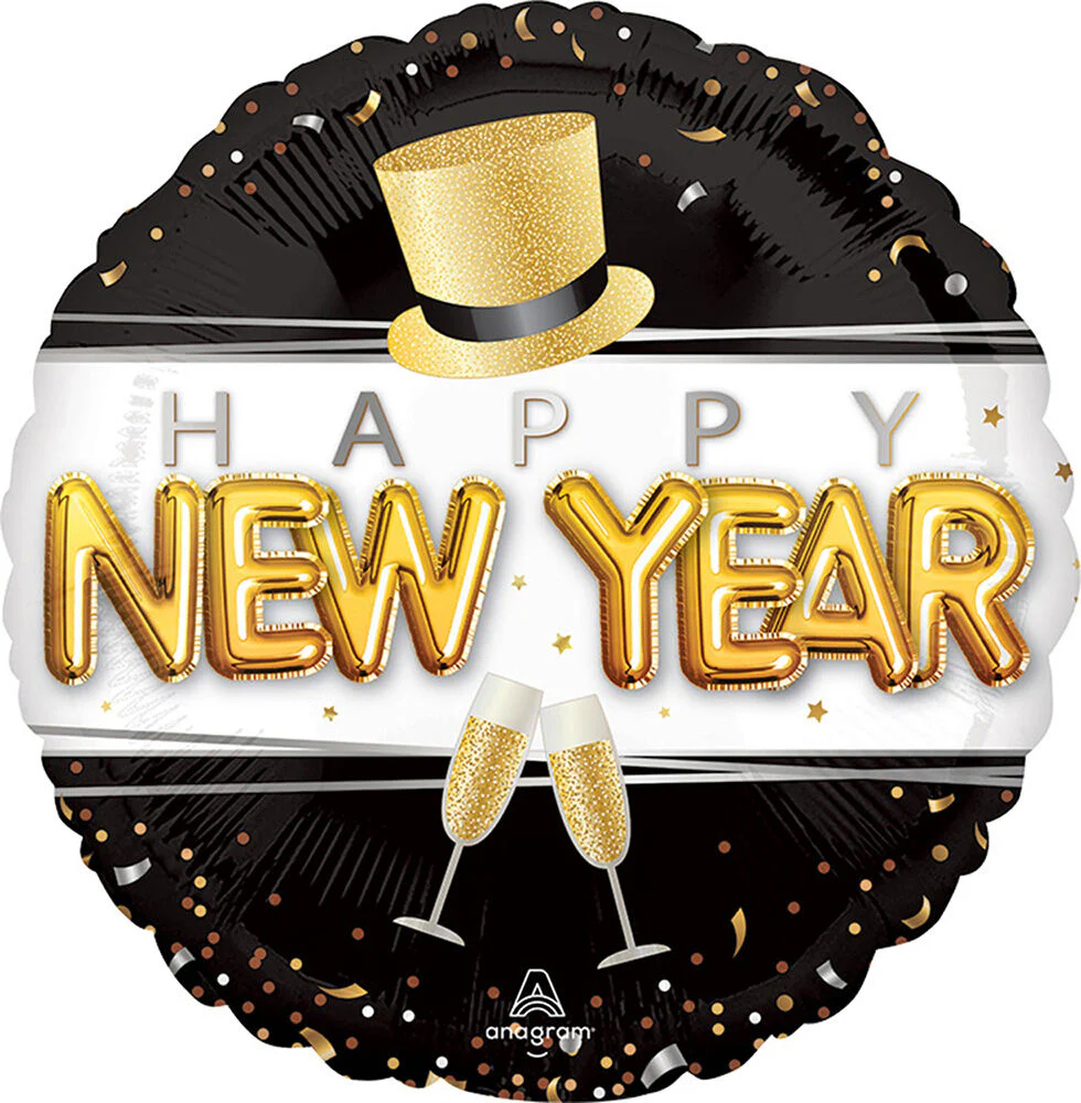 Happy New Year Pop Clink Cheers Foil Balloon 43cm