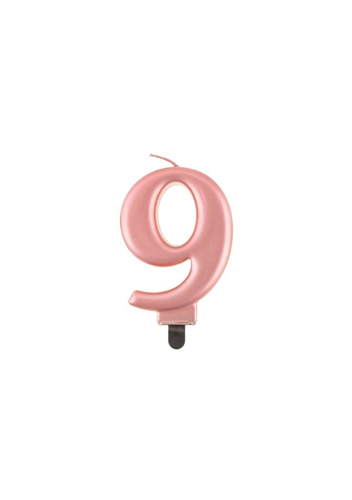 Metallic Rose Gold Birthday Candle (8cm) - No.9