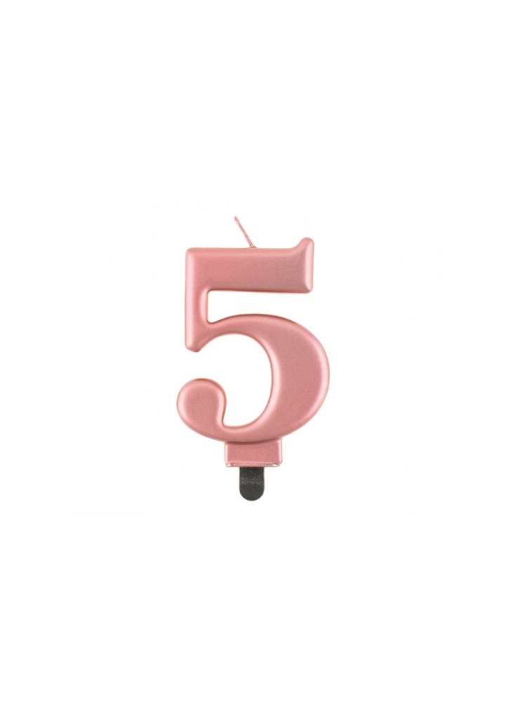 Metallic Rose Gold Birthday Candle (8cm) - No.5