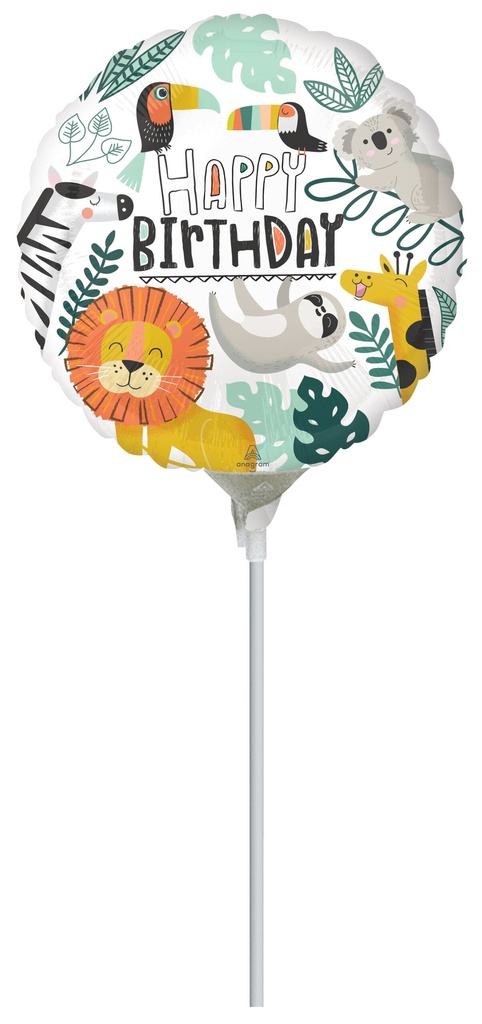 [4287409] Mini Air-Filled Get Wild Birthday 23cm Foil Balloon + Stick