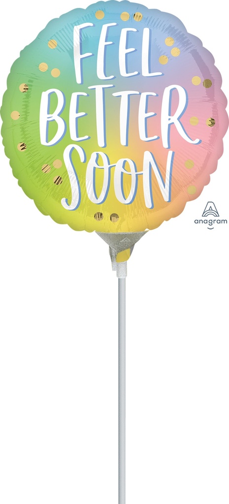 [4168009] Mini Air-Filled Feel Better Ombre 23cm Foil Balloon + Stick