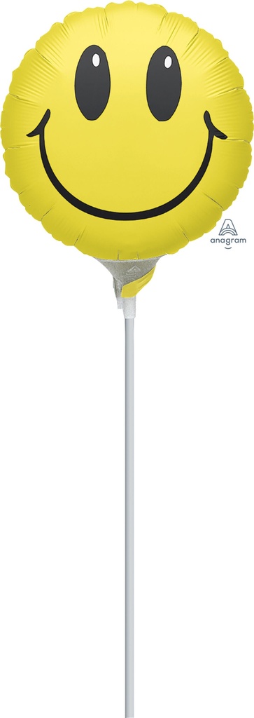 Mini Air-Filled Smile 23cm Foil Balloon + Stick