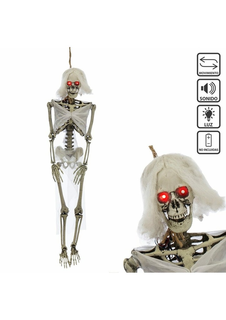 Hanging Skeleton Bride with Light Sound & Movement - 25x13x100cm