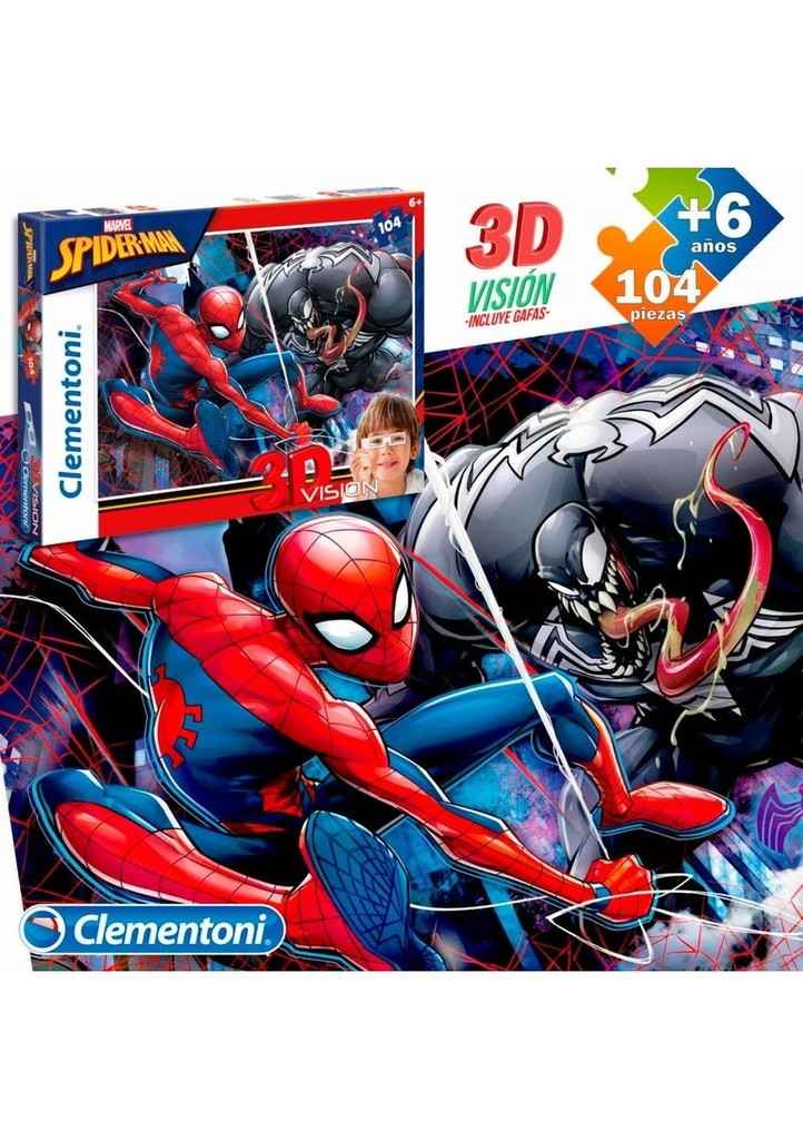 Marvel Spiderman 3D Vision Puzzle -104pcs - 33.5cm x 23.5cm