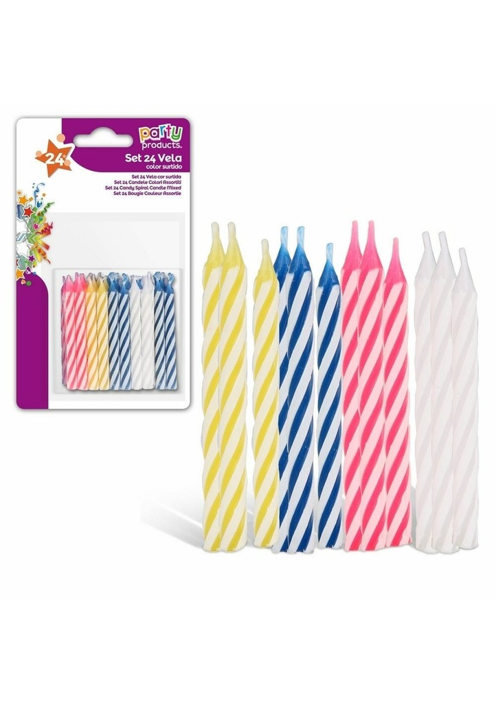 S/24 CANDY SPIRAL CANDLE MIXED