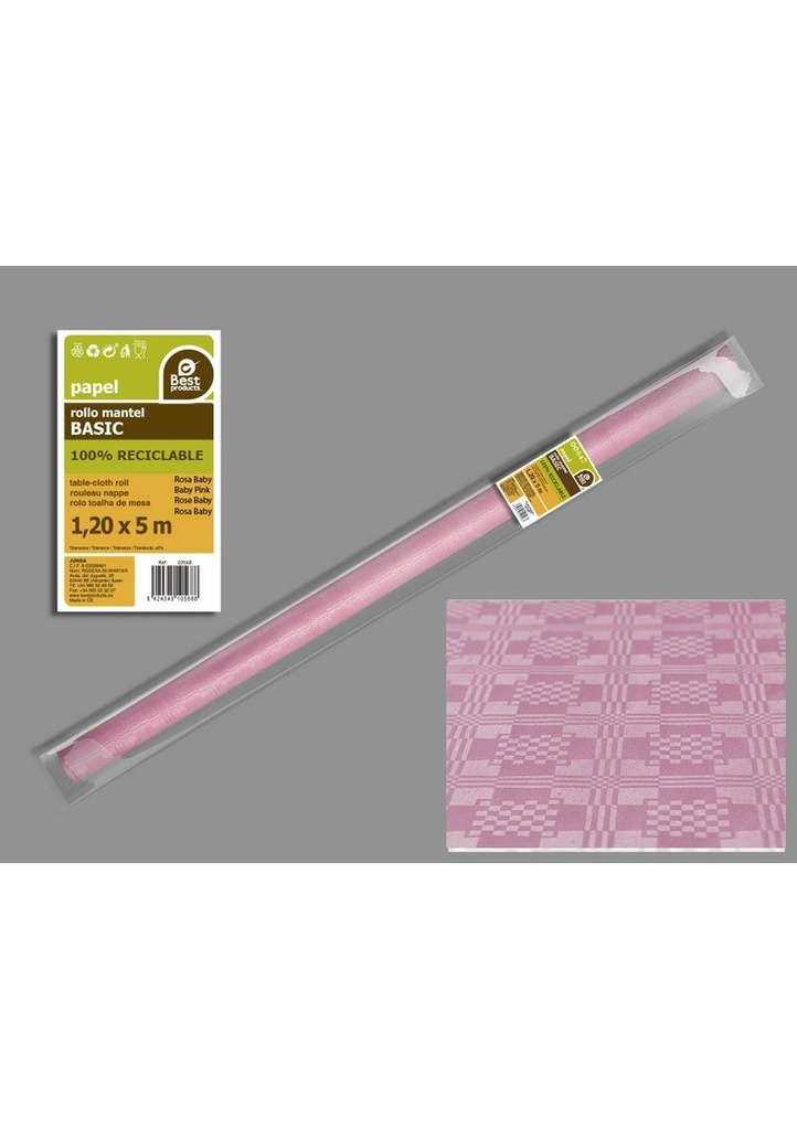 [10568] Paper Table Cover Roll 1.2m x 5m - Light Pink
